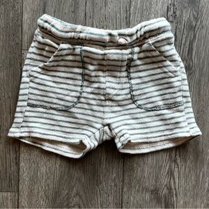 Zara Baby Cotton Drawstring Striped Shorts with Pockets White Green 18-24 Months